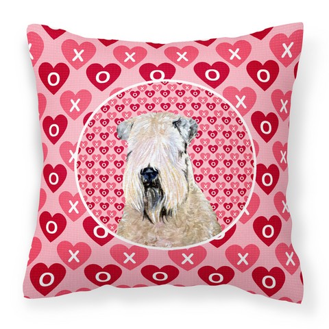 Wheaten Terrier Soft Coated Hearts Love Valentines Fabric Decorative Pillow