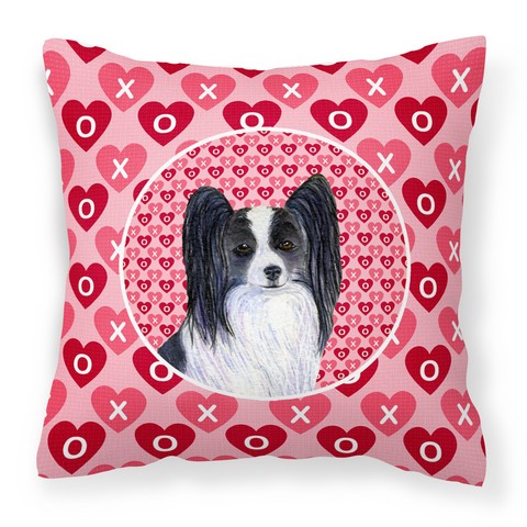 Papillon Hearts Love & Valentines Day Portrait Fabric Decorative Pillow - 14 x 3 x 14 in.