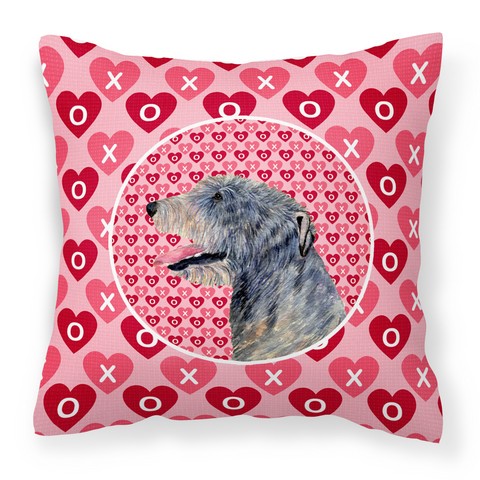SS4506PW1414 Irish Wolfhound Hearts Love & Valentines Day Portrait Fabric Decorative Pillow, 14 x 3 x 14 in.