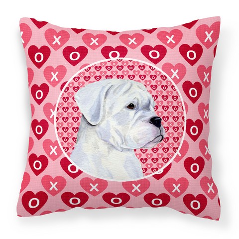 Boxer Hearts Love & Valentines Day Portrait Fabric Decorative Pillow
