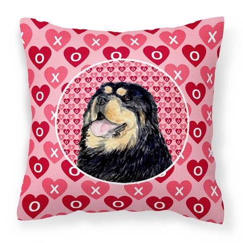 SS4512PW1414 Tibetan Mastiff Hearts Love Valentines Day Fabric Decorative Pillow, 14 x 3 x 14 in.