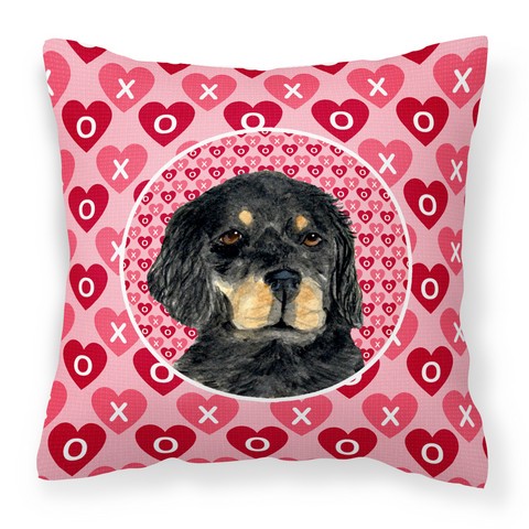 Gordon Setter Hearts Love & Valentines Day Portrait Fabric Decorative Pillow - 14 x 3 x 14 in.