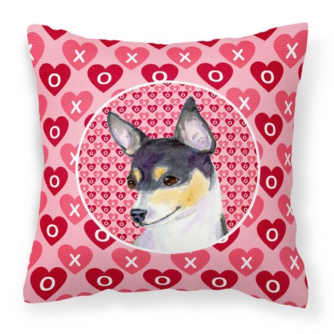 Chihuahua Hearts Love & Valentines Day Portrait Fabric Decorative Pillow - 14 x 3 x 14 in.