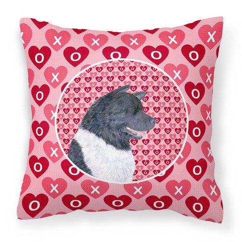 Akita Hearts Love & Valentines Day Portrait Fabric Decorative Pillow - 14 x 3 x 14 in.