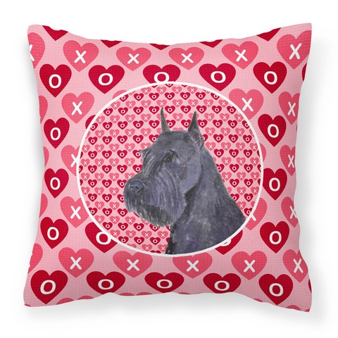SS4523PW1414 Schnauzer Hearts Love & Valentines Day Portrait Fabric Decorative Pillow, 14 x 3 x 14 in.