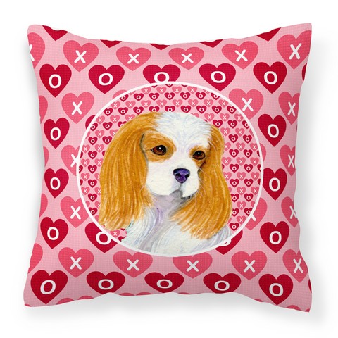 Cavalier Spaniel Hearts Love & Valentines Day Portrait Fabric Decorative Pillow