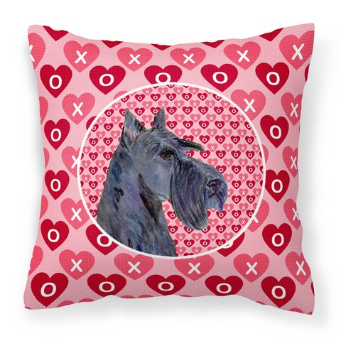 Scottish Terrier Hearts Love Valentines Day Portrait Fabric Decorative Pillow - 14 x 3 x 14 in.