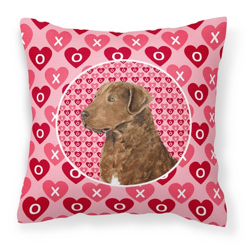SS4531PW1414 Chesapeake Bay Retriever Hearts Love & Valentines Day Fabric Decorative Pillow, 14 x 3 x 14 in.