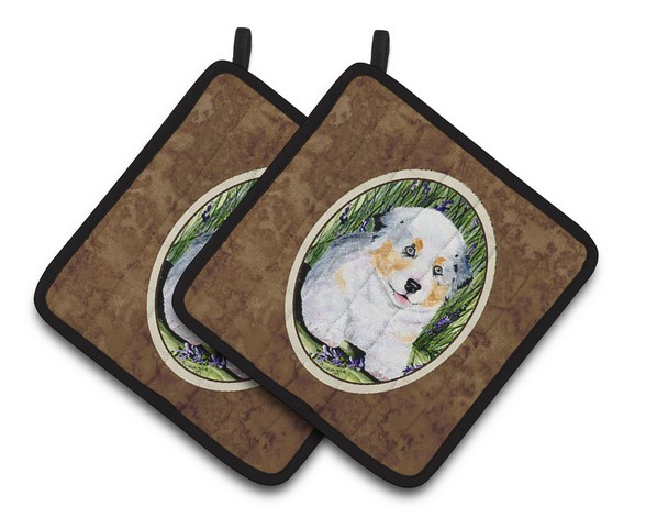 Picture of Carolines Treasures SS8005PTHD Australian Shepherd Pair of Pot Holders, 7.5 x 3 x 7.5 in.