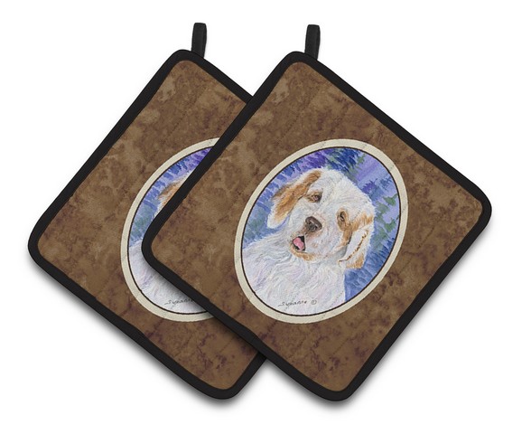 Picture of Carolines Treasures SS8008PTHD Clumber Spaniel Pair of Pot Holders, 7.5 x 3 x 7.5 in.