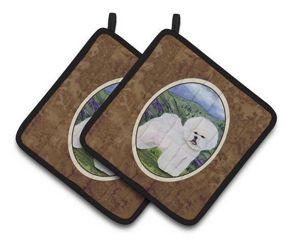 Picture of Carolines Treasures SS8025PTHD Bichon Frise Pair of Pot Holders, 7.5 x 3 x 7.5 in.