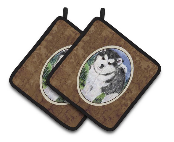 Picture of Carolines Treasures SS8027PTHD Alaskan Malamute Pair of Pot Holders, 7.5 x 3 x 7.5 in.