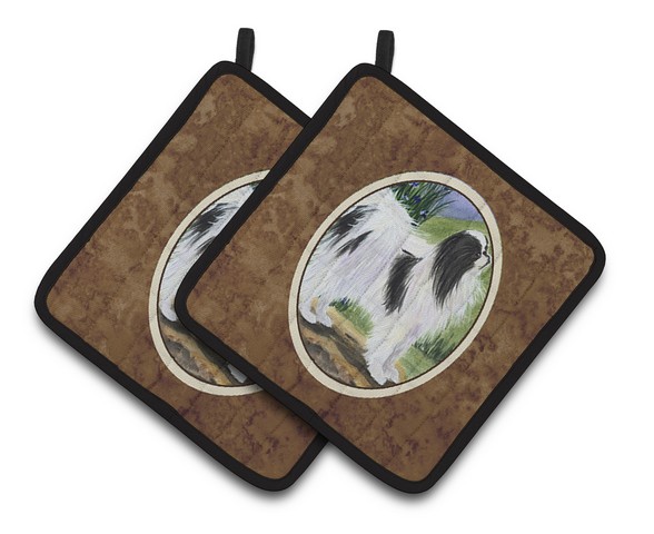 Picture of Carolines Treasures SS8028PTHD Japanese Chin Pair of Pot Holders, 7.5 x 3 x 7.5 in.
