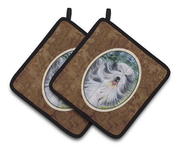 Picture of Carolines Treasures SS8037PTHD Bearded Collie Pair of Pot Holders, 7.5 x 3 x 7.5 in.