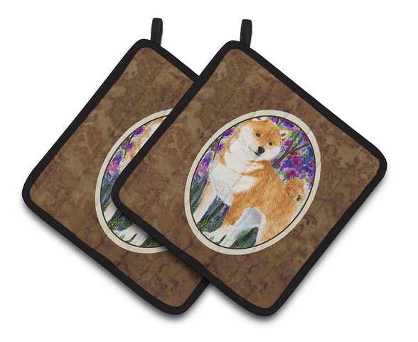 Picture of Carolines Treasures SS8061PTHD Shiba Inu Pair of Pot Holders, 7.5 x 3 x 7.5 in.