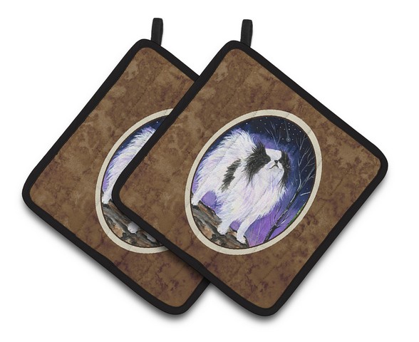 Picture of Carolines Treasures SS8070PTHD Japanese Chin Pair of Pot Holders, 7.5 x 3 x 7.5 in.