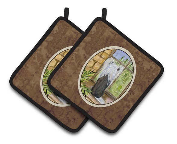Picture of Carolines Treasures SS8121PTHD Chinese Crested Pair of Pot Holders, 7.5 x 3 x 7.5 in.