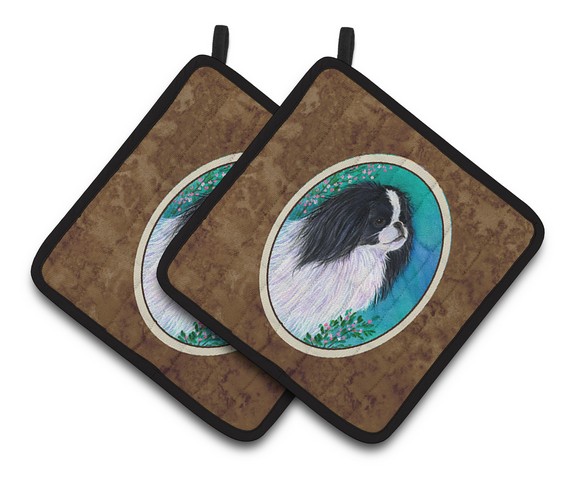 Picture of Carolines Treasures SS8134PTHD Japanese Chin Pair of Pot Holders, 7.5 x 3 x 7.5 in.