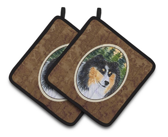 Picture of Carolines Treasures SS8140PTHD Sheltie Pair of Pot Holders, 7.5 x 3 x 7.5 in.