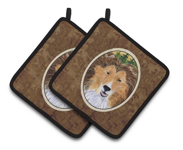 Picture of Carolines Treasures SS8141PTHD Sheltie Pair of Pot Holders, 7.5 x 3 x 7.5 in.