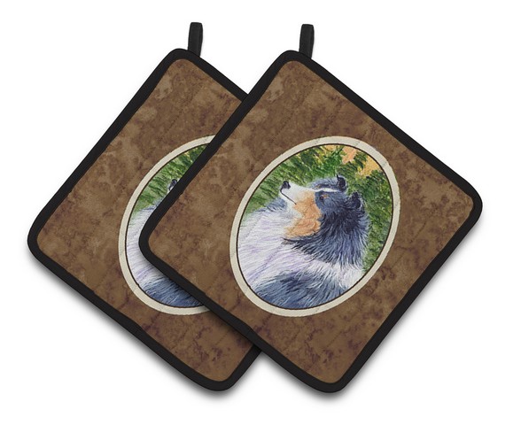 Picture of Carolines Treasures SS8142PTHD Sheltie Pair of Pot Holders, 7.5 x 3 x 7.5 in.
