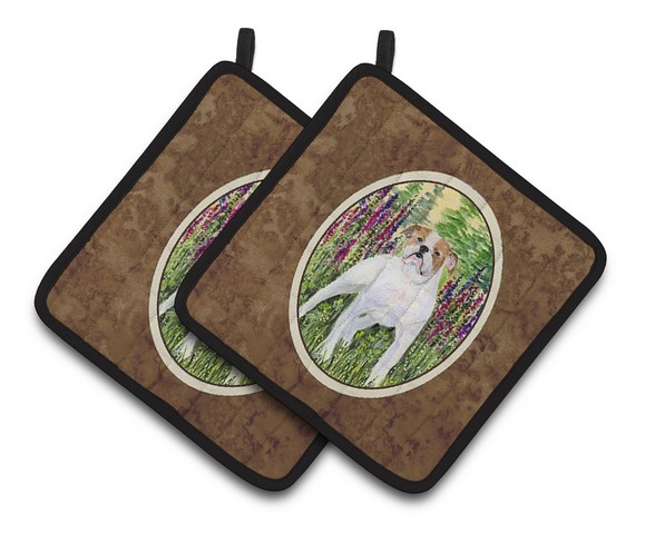 Picture of Carolines Treasures SS8156PTHD English Bulldog Pair of Pot Holders, 7.5 x 3 x 7.5 in.