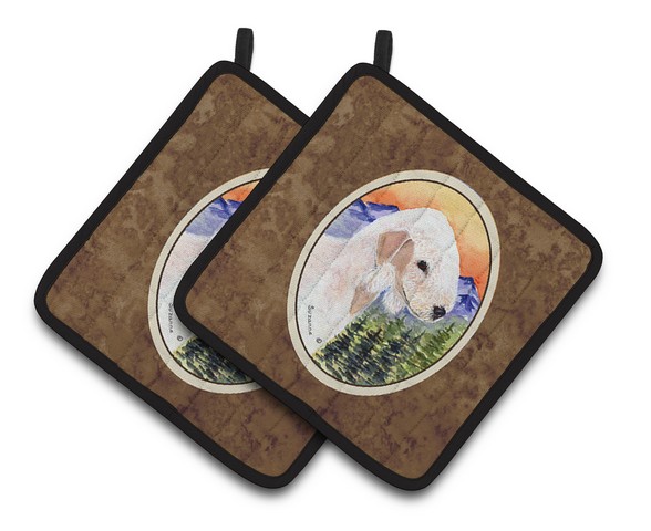 Picture of Carolines Treasures SS8158PTHD Bedlington Terrier Pair of Pot Holders, 7.5 x 3 x 7.5 in.