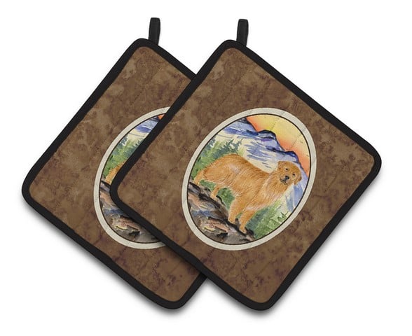 Picture of Carolines Treasures SS8163PTHD Golden Retriever Pair of Pot Holders, 7.5 x 3 x 7.5 in.