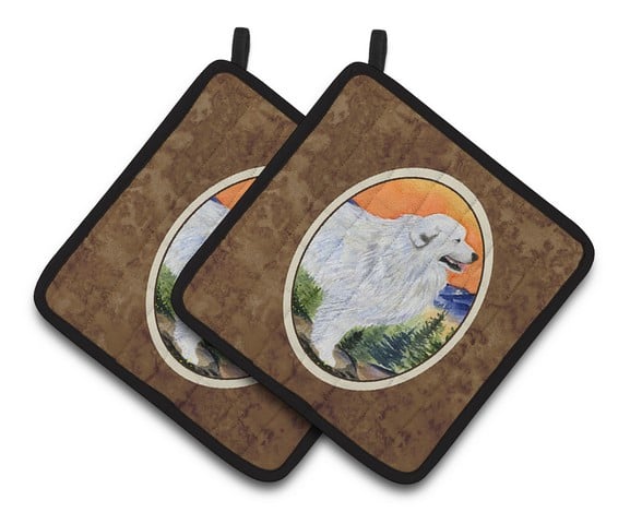 Picture of Carolines Treasures SS8183PTHD Great Pyrenees Pair of Pot Holders, 7.5 x 3 x 7.5 in.