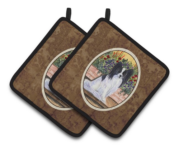 Picture of Carolines Treasures SS8210PTHD Papillon Pair of Pot Holders, 7.5 x 3 x 7.5 in.