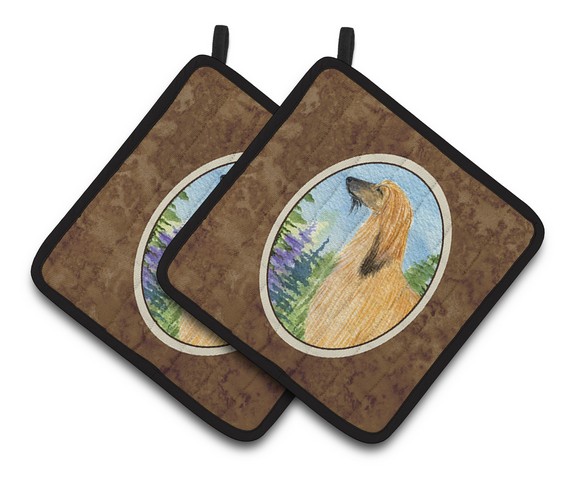 Picture of Carolines Treasures SS8220PTHD Afghan Hound Pair of Pot Holders, 7.5 x 3 x 7.5 in.