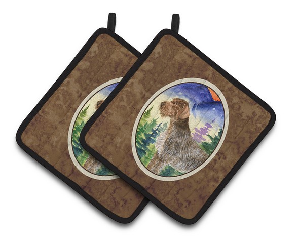 Picture of Carolines Treasures SS8226PTHD German Wirehaired Pointer Pair of Pot Holders, 7.5 x 3 x 7.5 in.