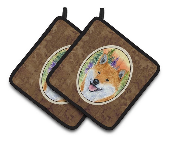 Picture of Carolines Treasures SS8234PTHD Shiba Inu Pair of Pot Holders, 7.5 x 3 x 7.5 in.