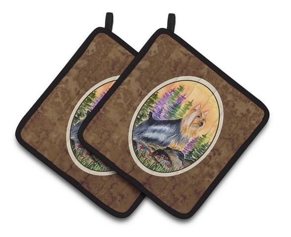 Picture of Carolines Treasures SS8262PTHD Silky Terrier Pair of Pot Holders, 7.5 x 3 x 7.5 in.