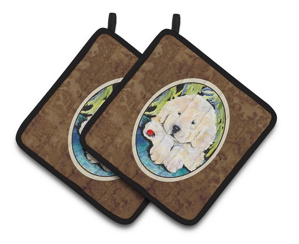 Picture of Carolines Treasures SS8271PTHD Golden Retriever Pair of Pot Holders, 7.5 x 3 x 7.5 in.