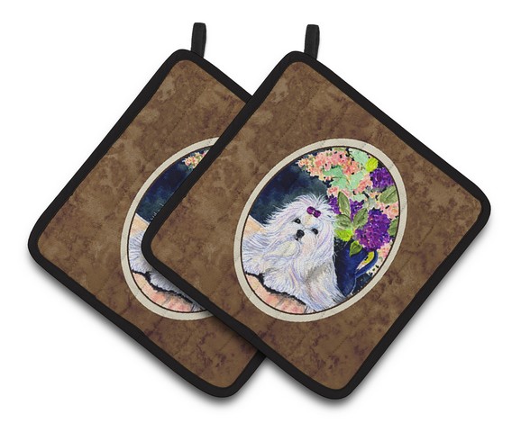 Picture of Carolines Treasures SS8287PTHD Maltese Pair of Pot Holders, 7.5 x 3 x 7.5 in.