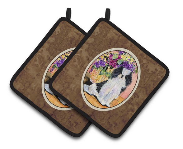 Picture of Carolines Treasures SS8299PTHD Japanese Chin Pair of Pot Holders, 7.5 x 3 x 7.5 in.