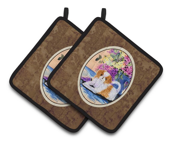 Picture of Carolines Treasures SS8300PTHD Japanese Chin Pair of Pot Holders, 7.5 x 3 x 7.5 in.