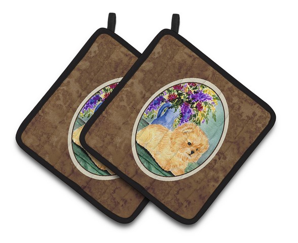 Picture of Carolines Treasures SS8302PTHD Pomeranian Pair of Pot Holders, 7.5 x 3 x 7.5 in.