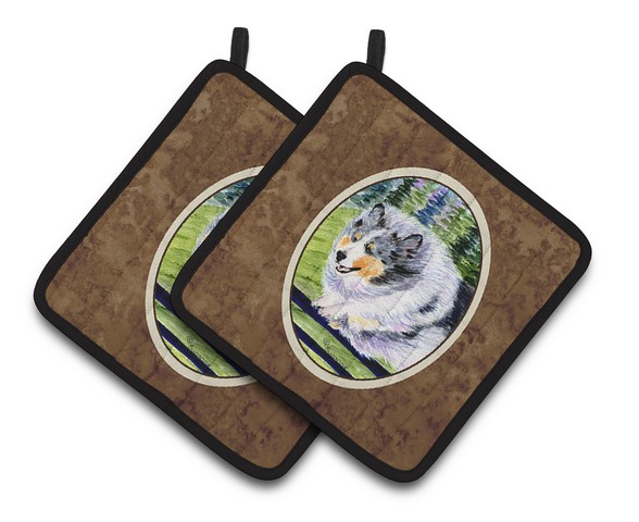 Picture of Carolines Treasures SS8305PTHD Sheltie Pair of Pot Holders, 7.5 x 3 x 7.5 in.