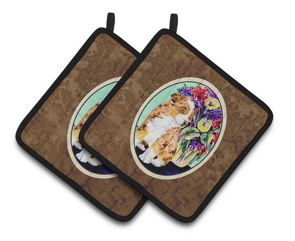 Picture of Carolines Treasures SS8312PTHD Australian Shepherd Pair of Pot Holders, 7.5 x 3 x 7.5 in.
