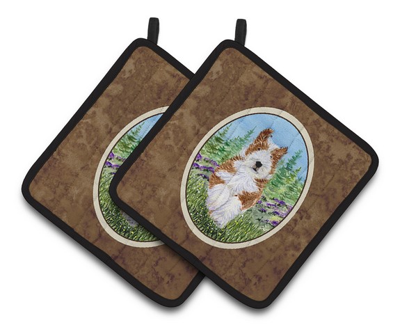 Picture of Carolines Treasures SS8320PTHD Bearded Collie Pair of Pot Holders, 7.5 x 3 x 7.5 in.