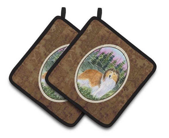 Picture of Carolines Treasures SS8321PTHD Sheltie Pair of Pot Holders, 7.5 x 3 x 7.5 in.