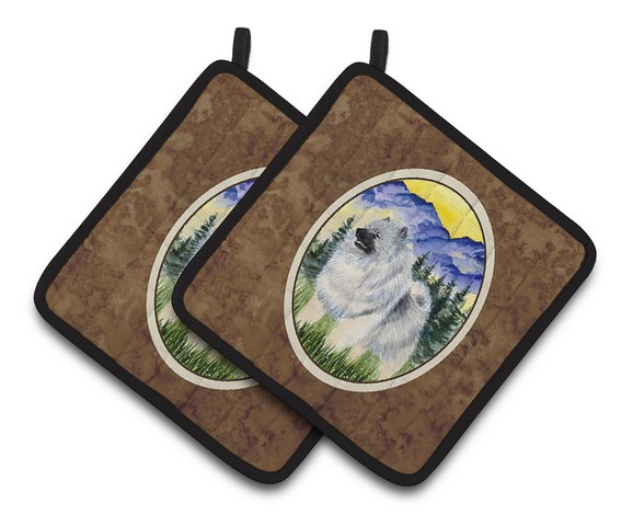Picture of Carolines Treasures SS8323PTHD Keeshond Pair of Pot Holders, 7.5 x 3 x 7.5 in.