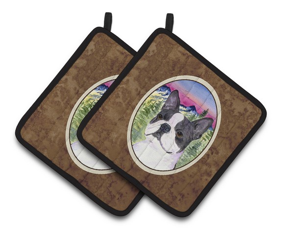 Picture of Carolines Treasures SS8339PTHD Boston Terrier Pair of Pot Holders, 7.5 x 3 x 7.5 in.