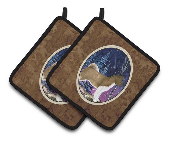 Picture of Carolines Treasures SS8352PTHD Starry Night Akita Pair of Pot Holders, 7.5 x 3 x 7.5 in.