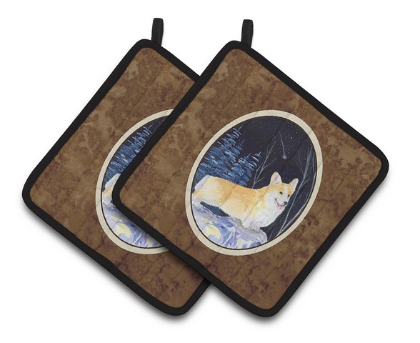 Picture of Carolines Treasures SS8353PTHD Starry Night Corgi Pair of Pot Holders, 7.5 x 3 x 7.5 in.