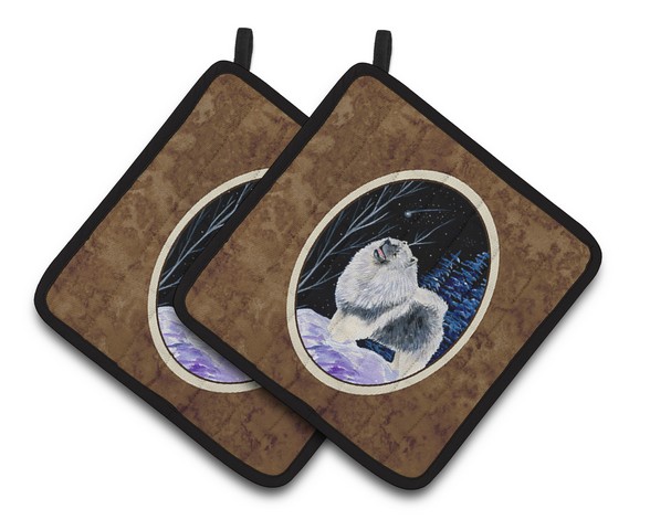Picture of Carolines Treasures SS8357PTHD Starry Night Keeshond Pair of Pot Holders, 7.5 x 3 x 7.5 in.