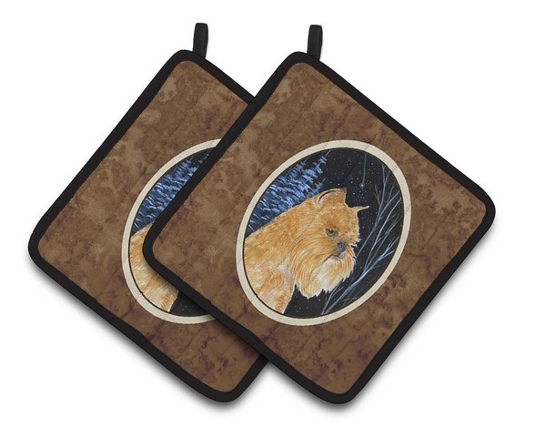 Picture of Carolines Treasures SS8362PTHD Starry Night Brussels Griffon Pair of Pot Holders, 7.5 x 3 x 7.5 in.