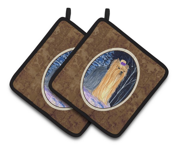 Picture of Carolines Treasures SS8365PTHD Starry Night Yorkie Pair of Pot Holders, 7.5 x 3 x 7.5 in.